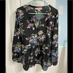 Loft Plus Floral Peplum Blouse. Size 16